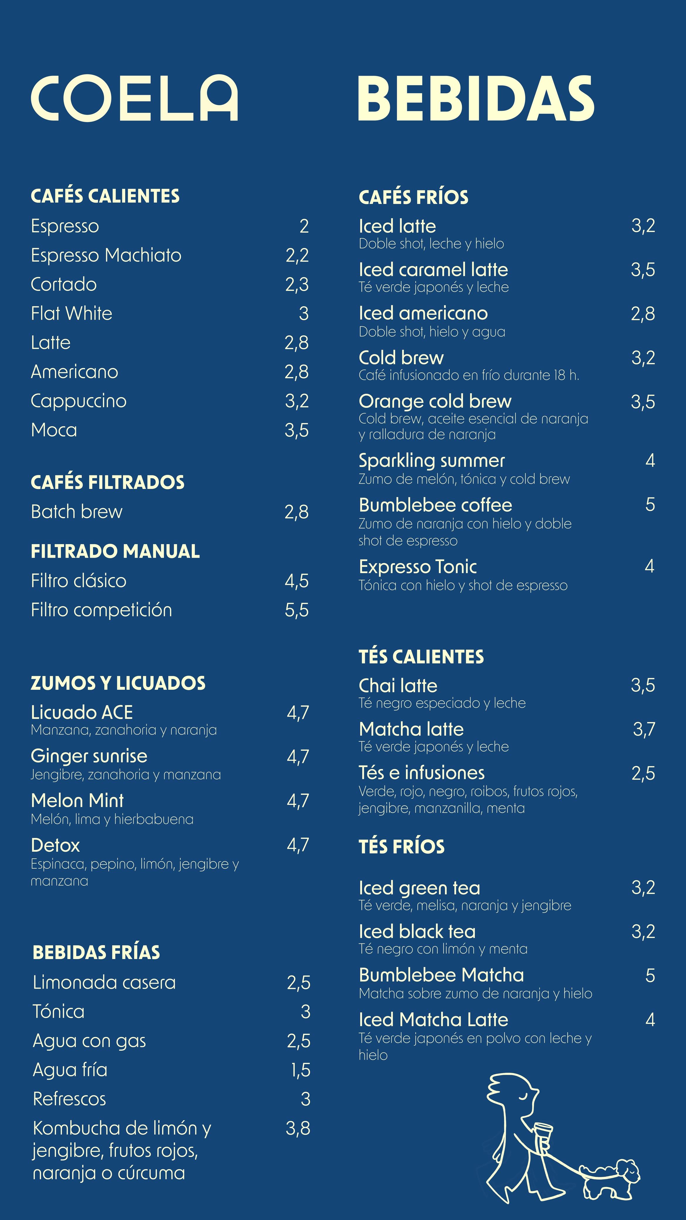 Menú de bebidas COELA